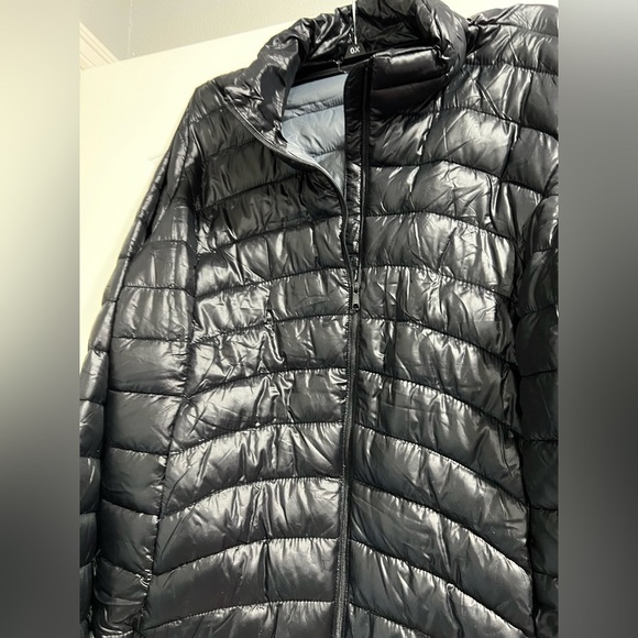 NEW NWT Old Navy black shiny thin puffer jacket coat 2x XXL - Picture 3 of 9
